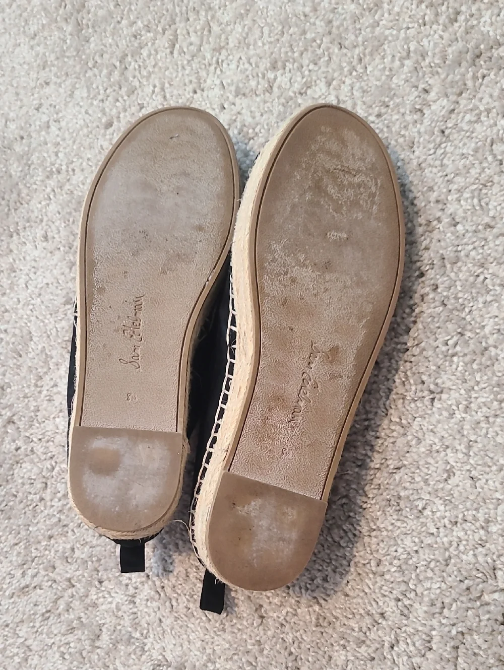 GUC Sam Edelman Carrin Espadrille Straw Black Suede Slip-ons Women's Sz 8.5M